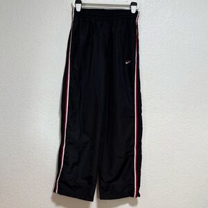 *Nike Track Pants Women Large Black Baggy Ankle Zip Drawstring